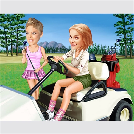 Golf Cart Cruising F/F Caricature from photos. - myDaVinci